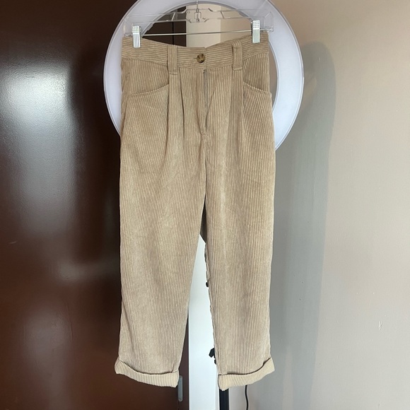 TOPSHOP Petite Casual Corduroy Pants Tan - Picture 1 of 4
